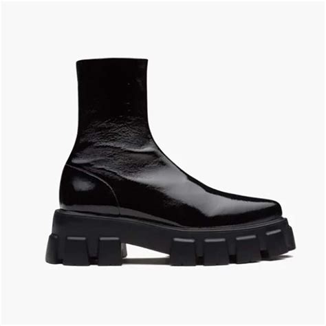 prada monolith patent leather boots